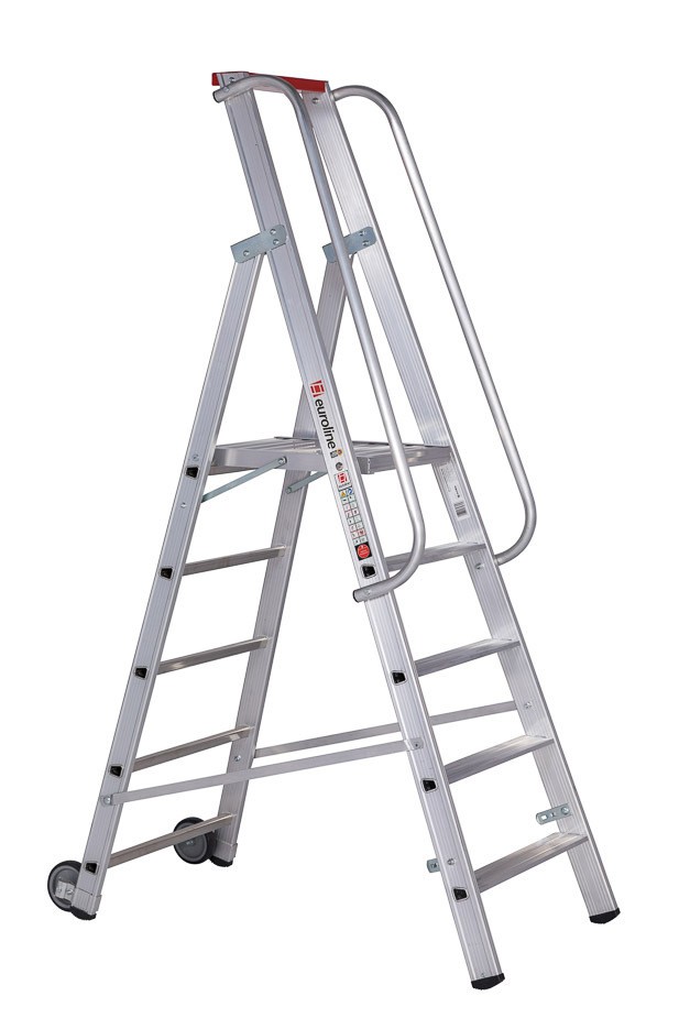 Euroline Alu-Stufenstehleiter mit großer Standplattform
