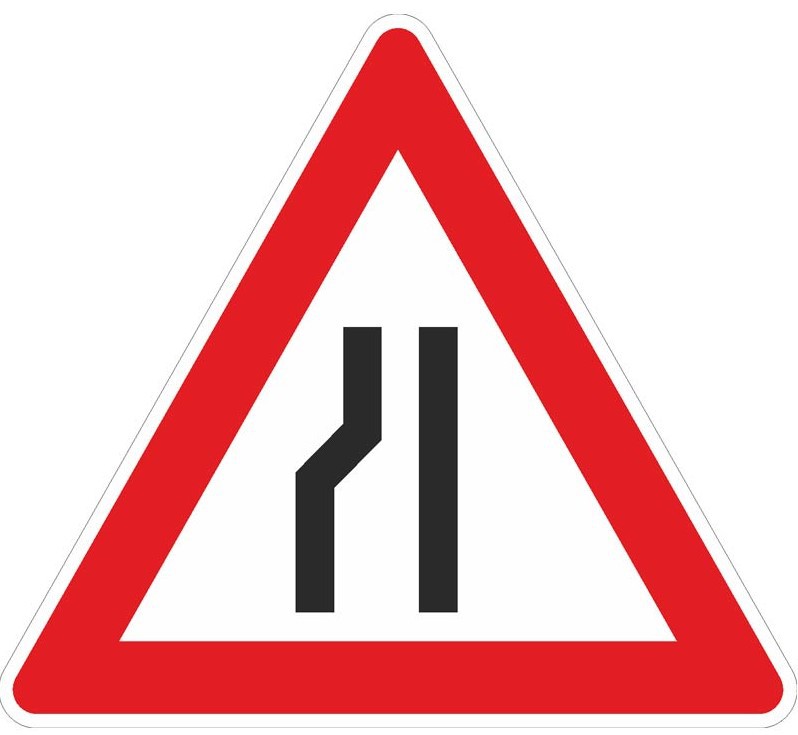 121-20 Einseitig verengte Fahrbahn, Verengung links