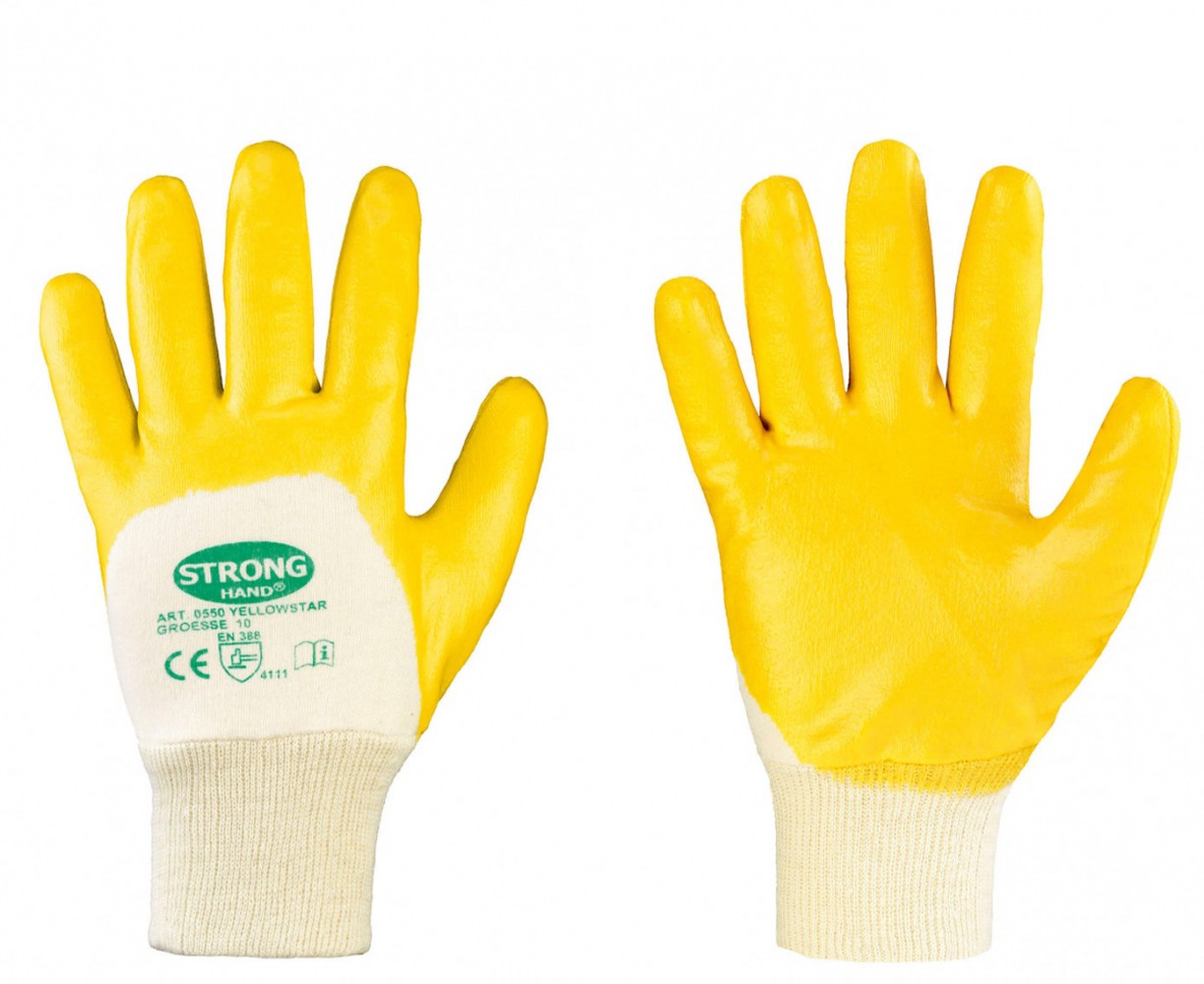 Stronghand 0550 Yellowstar Nitrilbeschichtete Baumwollhandschuhe
