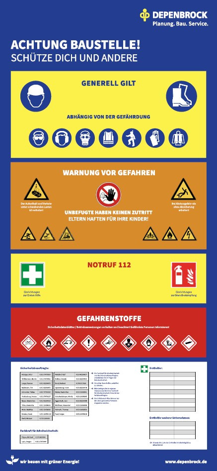 Schild "Schütze dich und andere" Maße: 65cm x 140cm